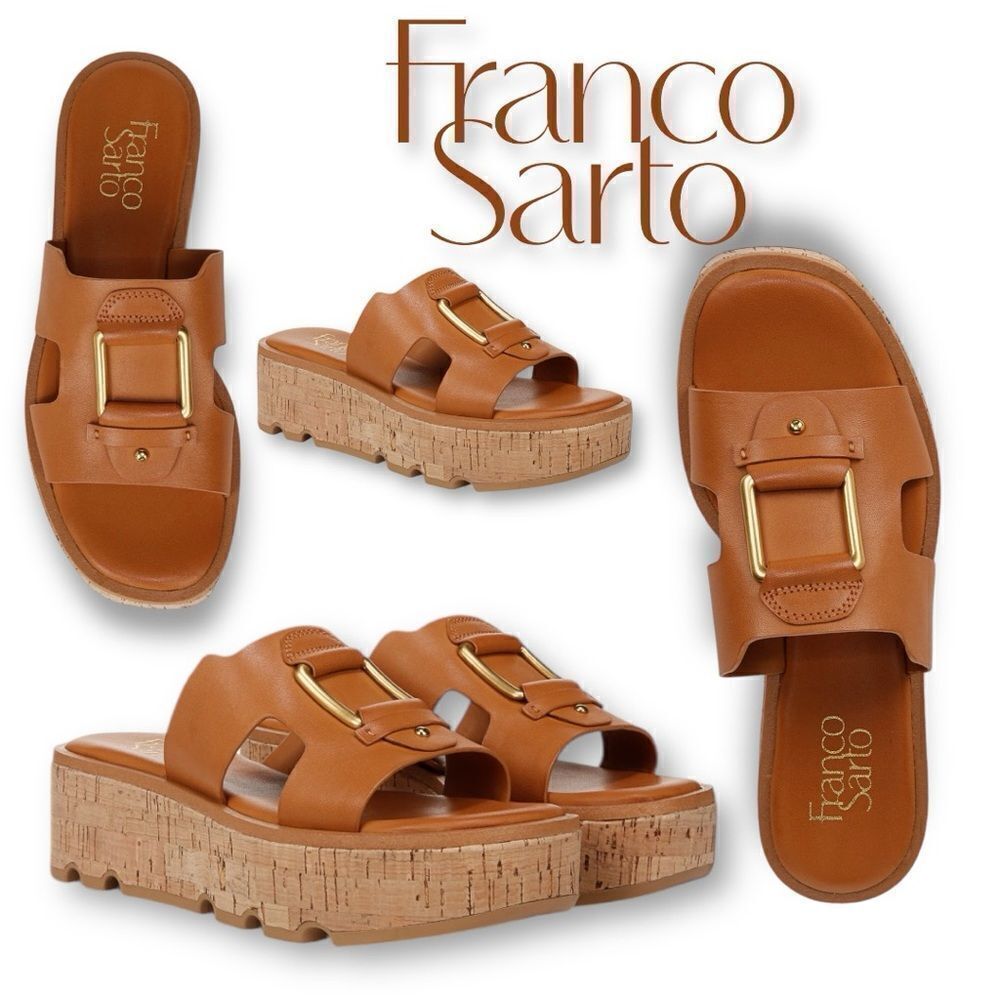 FRANCO SARTO Women’s Hesta Platform Sandals in the Size 9 in Tan Color